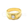 Anillo de Hombre 5.178.027.07 Oro Laminado, con Blanca Zirconia Cubica, Pulido, Tono Dorado (Size 7)