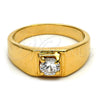 Anillo de Hombre 5.175.024.09 Oro Laminado, Diseño de Solitario, con Blanca Zirconia Cubica, Pulido, Tono Dorado (Size 9)