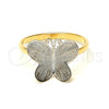 Anillo Infantil 01.21.0037.05 Oro Laminado, Diseño de Mariposa, Pulido, Dos Tonos (Size 5)