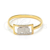 Anillo Infantil 01.21.0038.05 Oro Laminado, Diseño de Elefante, Pulido, Dos Tonos (Size 5)