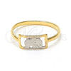 Anillo Infantil 01.21.0038.05 Oro Laminado, Diseño de Elefante, Pulido, Dos Tonos (Size 5)