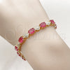 Pulsera Tennis 03.206.0006.1.07 Oro Laminado, con Zirconia Cubica Fucsia y Blanca, Pulido, Tono Dorado (Grosor 06 MM, 7 Pulgadas de Largo)