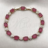 Pulsera Tennis 03.206.0006.1.07 Oro Laminado, con Zirconia Cubica Fucsia y Blanca, Pulido, Tono Dorado (Grosor 06 MM, 7 Pulgadas de Largo)