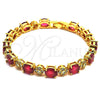 Pulsera Tennis 03.206.0006.1.07 Oro Laminado, con Zirconia Cubica Fucsia y Blanca, Pulido, Tono Dorado (Grosor 06 MM, 7 Pulgadas de Largo)