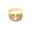 Anillo de Hombre 01.192.0003.10 Oro Laminado, con Blanca Zirconia Cubica, Pulido, Tono Dorado (Size 10)