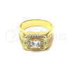 Anillo de Hombre 01.192.0007.10 Oro Laminado, con Blanca Zirconia Cubica, Pulido, Tono Dorado (Size 10)