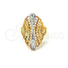 Anillo Elegante 5.174.005.06 Oro Laminado, Diseño de File, Diamantado, Tres Tonos (Size 6)