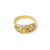 Anillo Elegante 5.174.025.09 Oro Laminado, Diseño de Concha y Corazón, Diamantado, Tono Dorado (Size 9)