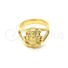 Anillo de Hombre 5.178.008.11 Oro Laminado, Diseño de Guadalupe, Diamantado, Tono Dorado (Size 11)