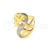 Anillo Elegante 117.010.08 Oro Laminado, Diseño de Torcido, Pulido, Dos Tonos (Size 8)