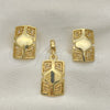Juego de Arete y Dije de Adulto 10.59.0239 Oro Laminado, Diseño de Llave Griega, Pulido, Tono Dorado