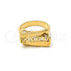 Anillo Elegante 5.175.011.09 Oro Laminado, Diseño de Llave Griega, Pulido, Tono Dorado (Size 9)