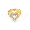 Anillo Elegante 117.018.09 Oro Laminado, Diseño de Corazón y Amor, Pulido, Tres Tonos (Size 9)