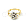 Anillo Elegante 01.21.0044.08 Oro Laminado, Diseño de Flor, Pulido, Dos Tonos (Size 8)