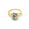 Anillo Elegante 01.21.0044.09 Oro Laminado, Diseño de Flor, Pulido, Dos Tonos (Size 9)