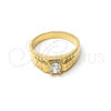 Anillo de Hombre 5.175.021.08 Oro Laminado, con Blanca Zirconia Cubica, Diamantado, Tono Dorado (Size 8)
