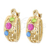 Argolla Pequeña 02.150.0008 Oro Laminado, con Multicolor Cristal, Pulido, Tono Dorado