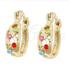 Argolla Pequeña 02.150.0009 Oro Laminado, con Multicolor Cristal, Pulido, Tono Dorado