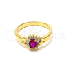 Anillo Multi Piedra 5.172.027.09 Oro Laminado, con Granate and Blanca Zirconia Cubica, Pulido, Tono Dorado (Size 9)
