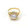 Anillo Multi Piedra 5.176.054.08 Oro Laminado, Diseño de Cluster, con Blanca Zirconia Cubica, Pulido, Tono Dorado (Size 8)