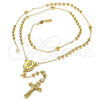 Rosario Mediano 5.214.005.1 Oro Laminado, Diseño de San Lazaro y Crucifijo, Pulido, Tono Dorado