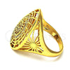 Anillo Multi Piedra 01.118.0022.08 Oro Laminado, con Blanca Micro Pave, Pulido, Tono Dorado (Size 8)