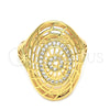 Anillo Multi Piedra 01.118.0022.09 Oro Laminado, con Blanca Micro Pave, Pulido, Tono Dorado (Size 9)