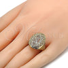 Anillo Multi Piedra 01.118.0023.07 Oro Laminado, con Blanca Micro Pave, Pulido, Tono Dorado (Size 7)