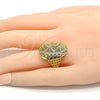 Anillo Multi Piedra 01.118.0023.07 Oro Laminado, con Blanca Micro Pave, Pulido, Tono Dorado (Size 7)