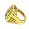 Anillo Multi Piedra 01.118.0023.07 Oro Laminado, con Blanca Micro Pave, Pulido, Tono Dorado (Size 7)