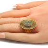 Anillo Multi Piedra 01.118.0025.07 Oro Laminado, con Blanca Cristal, Pulido, Tono Dorado (Size 7)