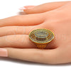 Anillo Multi Piedra 01.118.0025.08 Oro Laminado, con Blanca Cristal, Pulido, Tono Dorado (Size 8)