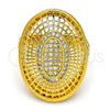 Anillo Multi Piedra 01.118.0025.09 Oro Laminado, con Blanca Cristal, Pulido, Tono Dorado (Size 9)