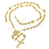 Rosario Mediano 5.215.001.1.30 Oro Laminado, Diseño de Crucifijo y Guadalupe, Pulido, Tono Dorado