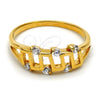 Anillo Multi Piedra 01.63.0141.07 Oro Laminado, con Blanca Zirconia Cubica, Pulido, Tono Dorado (Size 7)
