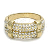 Anillo Multi Piedra 01.59.0017.07 Oro Laminado, con Blanca Cristal, Pulido, Tono Dorado (Size 7)