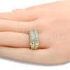 Anillo Multi Piedra 01.59.0017.06 Oro Laminado, con Blanca Cristal, Pulido, Tono Dorado (Size 6)