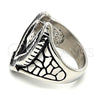 Anillo de Hombre 01.234.0002.09 Acero Inoxidable, Diseño de Águila, Esmaltado Negro, Tono Plateado (Size 9)