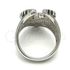 Anillo de Hombre 01.234.0002.09 Acero Inoxidable, Diseño de Águila, Esmaltado Negro, Tono Plateado (Size 9)