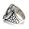 Anillo de Hombre 01.234.0002.10 Acero Inoxidable, Diseño de Águila, Esmaltado Negro, Tono Plateado (Size 10)