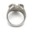 Anillo de Hombre 01.234.0002.10 Acero Inoxidable, Diseño de Águila, Esmaltado Negro, Tono Plateado (Size 10)