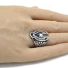 Anillo de Hombre 01.234.0002.11 Acero Inoxidable, Diseño de Águila, Esmaltado Negro, Tono Plateado (Size 11)