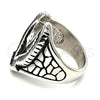 Anillo de Hombre 01.234.0002.12 Acero Inoxidable, Diseño de Águila, Esmaltado Negro, Tono Plateado (Size 12)