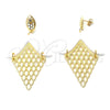 Arete Largo 02.09.0103 Oro Laminado, Resinado Blanco, Tono Dorado
