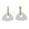 Arete Largo 02.09.0107 Oro Laminado, Resinado Blanco, Tono Dorado