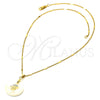 Collares con Dije 04.09.0025.18 Oro Laminado, con Marfil Madre Perla, Pulido, Tono Dorado (0.35 Gauge, 01 MM Thickness, 18 Inches Length)