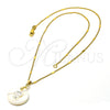 Collares con Dije 04.09.0027.18 Oro Laminado, con Marfil Madre Perla, Pulido, Tono Dorado (0.35 Gauge, 01 MM Thickness, 18 Inches Length)