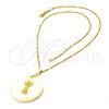 Collares con Dije 04.09.0032.18 Oro Laminado, Diseño de Divino Niño , con Marfil Madre Perla, Pulido, Tono Dorado (0.35 Gauge, 01 MM Thickness, 18 Inches Length)