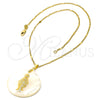 Collares con Dije 04.09.0034.18 Oro Laminado, con Marfil Madre Perla, Pulido, Tono Dorado (0.35 Gauge, 01 MM Thickness, 18 Inches Length)