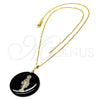 Collares con Dije 04.09.0035.18 Oro Laminado, con Negro Opal, Pulido, Tono Dorado (0.35 Gauge, 01 MM Thickness, 18 Inches Length)